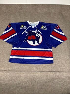 Birmingham Bulls Hockey Jersey Blue Adult Size XL Destroyer Rocks Promo Jersey